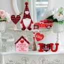 CRCZK Valentines Day Decor, 6pcs Valentines Gnome Tiered Tray Decoration Set, Buffalo Plaid Valentine Gnome Plush, 3 Valentine Wooden Signs, Valentine Bead Garland, Farmhouse Valentine Kitchech Decor
