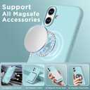 Magnetic for iPhone 16 Case, Compatible with Magsafe, Suction Cup Phone Mount, [2 Screen Protectors][Camera Lens Protector] Silicone Shockproof Protective Slim Phone Cover 6.1", Light Cyan