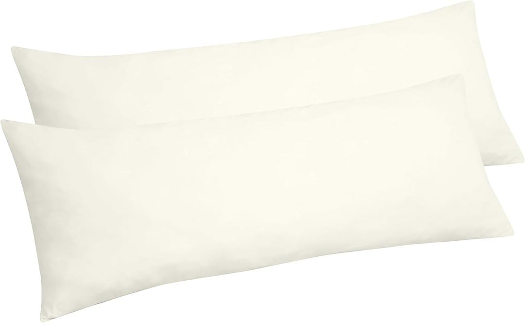 Royale Linens Body Pillow Cover - Double Brushed 1800 Microfiber - 20"x54" with Hidden Zipper Closure - Wrinkle & Fade Resistant - Super Soft Body Pillowcase 2 Pack (Ivory, Pack of 2)