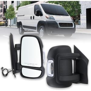 Right Passenger Side Mirror Compatible with 2014-2026 Ram Promaster 1500/2500/3500 with turn signal light manual folding Without Power glass Non-Heated Replace#CH1321417 5VE98JXWAB(2Pins)