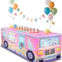 4FT Ice Cream Truck Tablecloth Ice Cream Birthday Party Decor for Baby Shower Sweet One Birthday Donut Themed Party Supplies (48" x 24" (Rectangular))