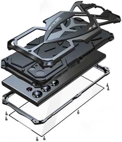 Lunivop for Samsung Galaxy S25 Ultra Case 6.9 '' Metal Hard Phone Case Cover Case para Screw with Camera Protection Heavy Duty metalicas Military Grade Black