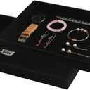 Coward 2Pcs/Set Black Velvet Stackable Jewerlry Organizer Tray Velvet Blank Tray Holder for Beads Bracelets Necklaces Earrings Store Selling or Home Show