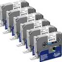 6-Pack TZe-231 Label Tape TZ Tape 12mm 0.47 Laminted White Compatible for Brother Ptouch Label Maker Tape TZe231 TZe-2312pk TZ-231 Refills for P Touch PT-D210 PTD220 H110 D610BT D400, 1/2" x 26.2 ft