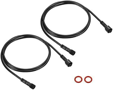 PATIKIL 3.28Ft 3 Pin Extension Cable Wire, Small Size 2Pcs 22 AWG Waterproof IP67 Connector with Male and Female at Both Ends for LED Strips, Black