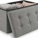 Foldable Stool with Fabric Lid 38 x 76 x 38 cm - Storage Box Bench Multifunctional Footrest Living Room Dressing Table (Dark Grey)