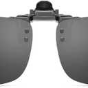 Polarized Clip-on Flip Up Metal Clip Rimless Sunglasses for Prescription Glasses (Black)