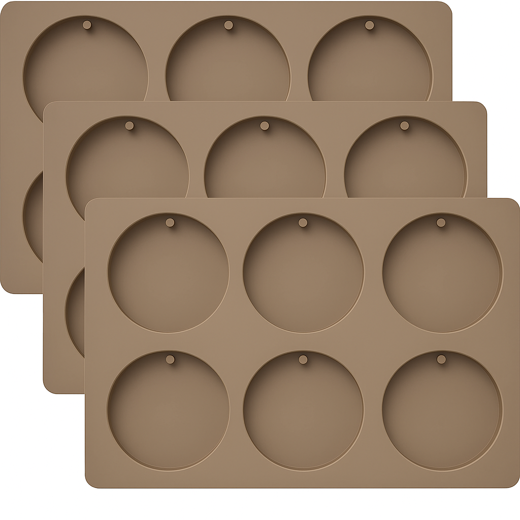 Patelai 3 Pcs Silicone Resin Wax Molds Christmas Wax Epoxy Casting Mold with Hanging Hole for DIY Jewelry Making Pendant Crafts Decor(Round)