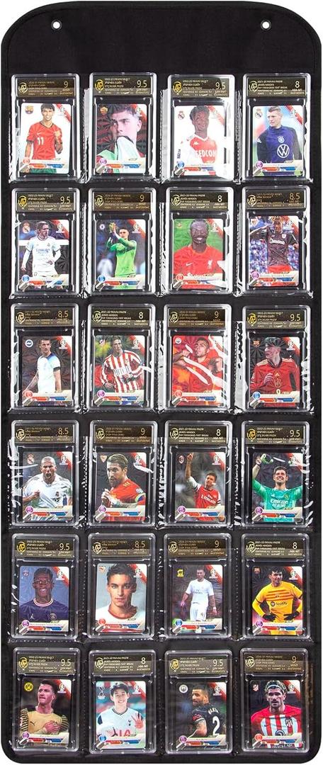 KISLANE PSA Double-Sided Card Display Case, 48 Slots PVC Holder for PSA-Graded Cards, Perfect for Displaying Trading Cards, Baseball, Football, and Basketball Sports Cards PSA Card Storage (Black)
