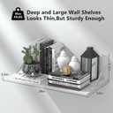 Deep Floating Shelves for Wall Set of 3, 24W x 12 Inch Deep White Floating Shelves, Wide Floating Wall Mounted Shelves for Living Room, Kitchen, Office, Bedroom, Bathroom, Laundry Room