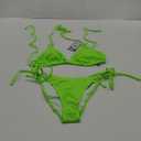 swimall Women's String Bikini Set Sexy Tie Side Two Piece Swimsuit Cute Triangle Halter Bathing Suit, Size L