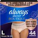 Always Discreet Adult Incontinence & Postpartum Underwear For Women, Size Large Maximum Absorbency, Disposable, 22 x 2 Packs (44 Count total) (Packaging May Vary)