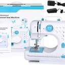 Portable Sewing Machine Mini Sewing Machine 12 Stitches Double Speeds for Beginner Electric Household Crafting Mending Machines with Foot Pedal for Easy Sewing, Children, Blue
