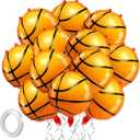Fovths 12 Pieces Inflatable Basketball Balloons 18 Inches Basketballs Foil Balloons Themed Birthday Party Decorations for Sports Graduation Party Supplies, Basketball
