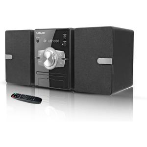 Home Stereo System with CD Player, FM Radio, Bluetooth, AUX in, USB in, Earphone Jack, Remote Control Included, 30W HiFi Shelf Stereo System