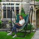 Hammock Chair with Stand,Heavy-Duty Hanging Chair with Stand, for Indoor Outdoor,Sturdy Swing Chair Stand Max Load 350 pounds(Hammock Chair Included) (Green)