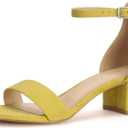 PARTY Women's Open Toe Ankle Strap Low Block Chunky Heels Sandals 5.5