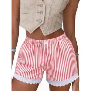 Boxer Shorts Gingham Shorts Y2K Beach Bottoms | Plaid Shorts Y2K Pajama Bottoms Two Pockets