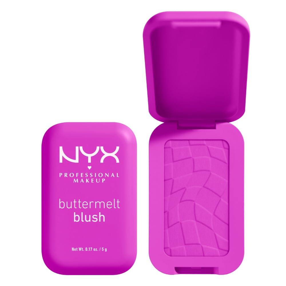 NYX PROFESSIONAL MAKEUP Buttermelt Powder Blush, Fade and Transfer-Resistant Blush, Up to 12HR Make Up Wear, Vegan Formula - All The Butta (0.17 Ounce (Pack of 1))