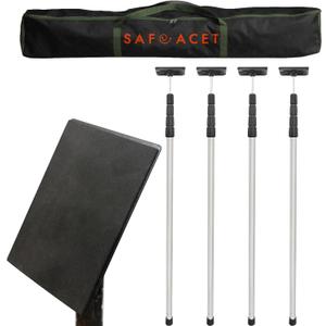 4 Pack Stainless Steel Zipper Walls Poles Kit, 12FT Retractable Efficient Construction Temporary Dust Containment Barrier System (Black)