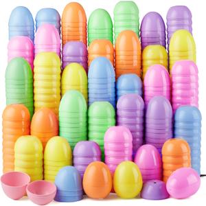 JOYIN 50PCS Pastel Easter Eggs, 2.3" Empty Plastic Eggs, Colorful Plastic Eggshell Bulks for Easter Hunt, Filling Treats, Party Favor, Easter Basket Stuffers, Classroom Prize Supplies