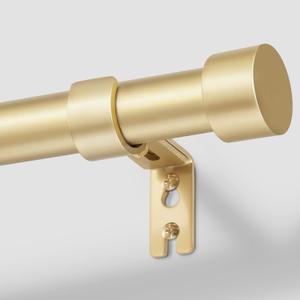 Zeerobee Curtain Rods for Windows 32 to 168, Gold Curtain Rod, Adjustable 1 Inch Heavy Duty Outdoor/Indoor Modern Drapery Pole, 32"-168"