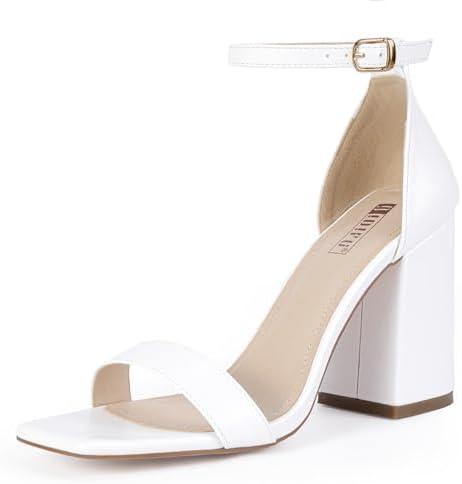IDIFU IN3 Chunky Block Heels Wedding Party Dress Heeled Sandals, Size 9