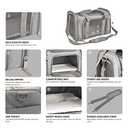 Cat, Dog Carrier for Small Medium Cats Puppies up to 15 Lbs, TSA Airline Approved Carrier Soft Sided, Collapsible Travel Puppy Carrier - Grey (17.0"L x 11.0"W x 11.0"H)