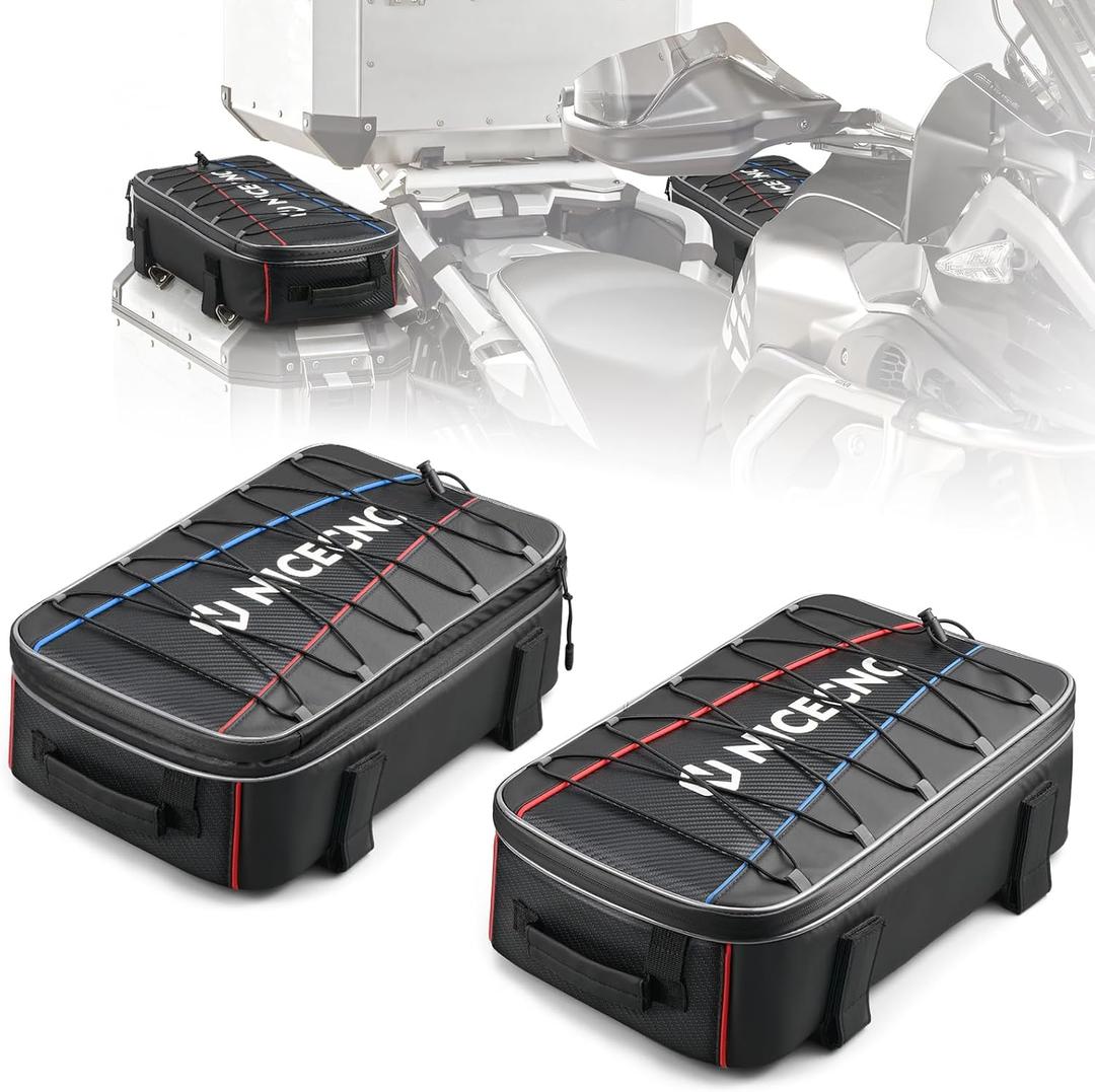 NICECNC Motorcycle Side Top Case Bag 20L Expandable, Motorcycle Luggage Tool Organizer Bags Compatible with BMW R1250GS R1200GS Adventure 2007-2013, R1200GS LC 2013-2017, F650 700 750 800 850GS, 2PCS