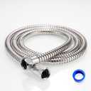 Shower Hose 60 Inches Stainless Steel Handheld Shower Head Hose Replacement with Brass Nut Long Fexible Shower Hose Extension (Silver)