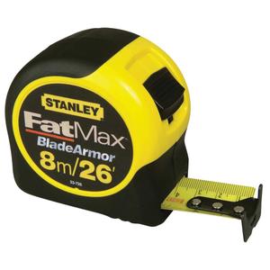 STANLEY FATMAX Tape Measure, Metric/Fractional, 26-Foot (33-726) (Yellow/Black)