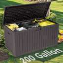 YITAHOME 200 Gallon Double-Wall Deck Box with Divider & Side Handles, Outdoor Large Storage for Patio Furniture Cushions, Garden Pool Accessories, Water Resistant & Lockable (Brown)