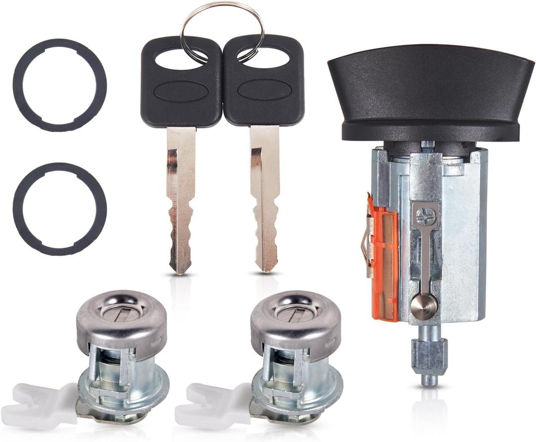 AUTOBABA Ignition Switch Lock Cylinder & 2 Pcs Door Lock Cylinder with Keys Compatible with 1997-2003 Ford F150, 1997-2007 Ford F250 F350, 2000-2005 Excursion Replaces# LC6177 + 2 x DL5885 + 597638