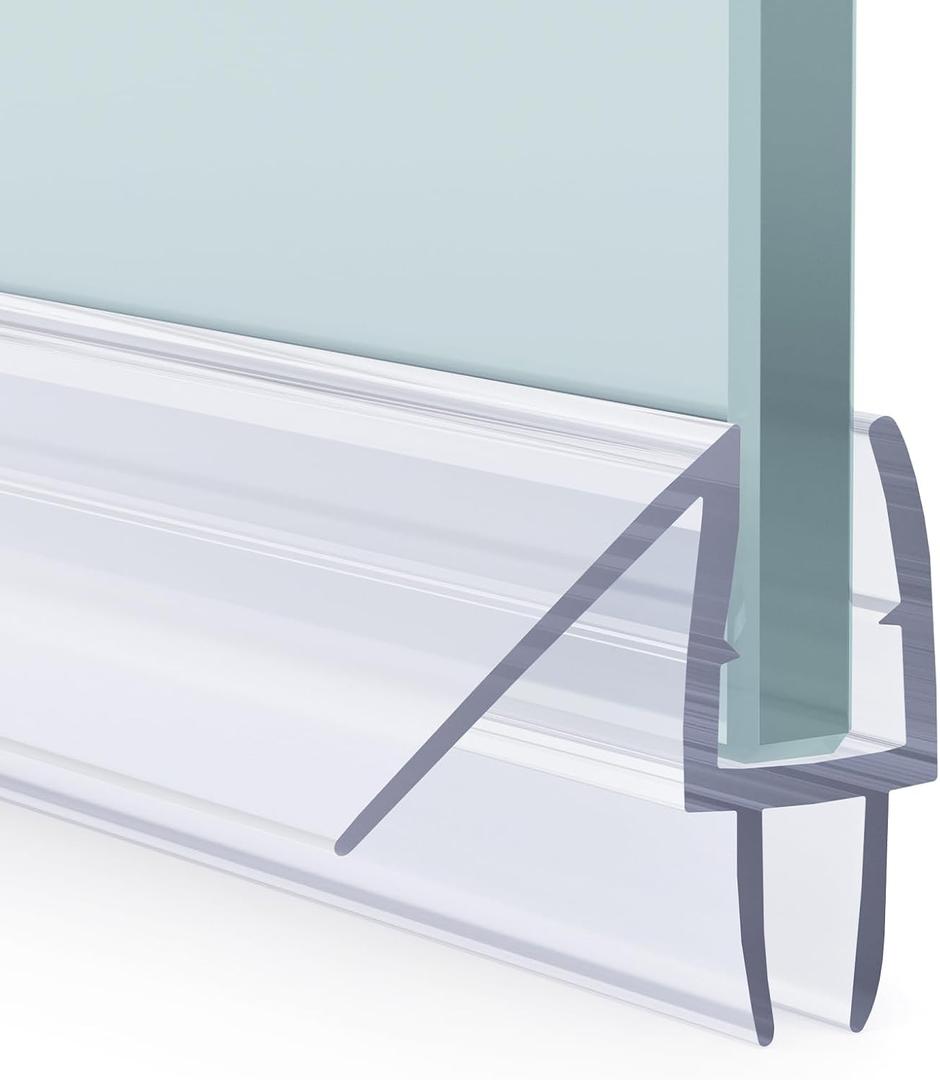 AmazerBath Shower Door Bottom Seal for 1/4 Inch Glass 47.25 Inches (15.75 Inches * 3), 3 Section Segmented Shower Installation Kit Frameless Glass Door Seal Strip