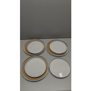 Herogo 6 Pieces Stoneware Dinnerware Set for 4, Ceramic Dinner Dishware Sets for Home Kitchen, Plates and Bowls with Rustic Terracotta Bottom, Dishwasher & Microwave Safe, Icy White