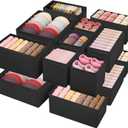 Drawer Clothes Organizer 16-Pack, Black 3 Sizes Underwear Drawer Dividers, Fabric Folding Wardrobe Organizer, Can Store Baby Clothes, Bras, Underwear, Panties, Belts, Socks, Ties, etc.