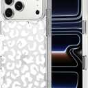 MOSNOVO for iPhone 17 Pro Max Case | Military Grade 6.6ft Drop Tested | Camera Control | Clear with White Leopard Print Design