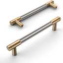 Amerdeco 10 Pack Champagne Bronze and Brushed Nickel Knurled Cabinet Pulls 5 Inch Hole Center to Hole Center Kitchen Cabinet Handles for Drawer Dresser, Cupboard and Wardrobe ZH0040