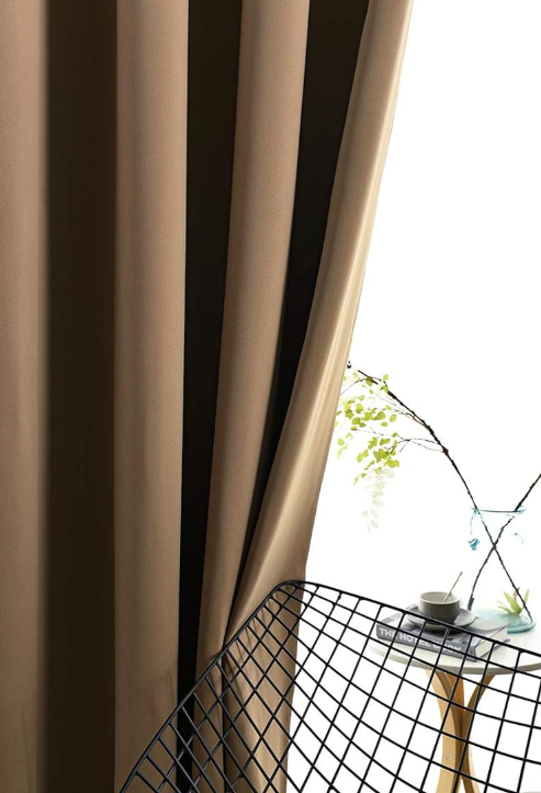 Blackout Curtain for Bedroom Thermal Insulated Light Blocking Room Darkening Curtains Solid Grommet Window Drapes for Living Room, 1 Panel, Size 84x46, Brown