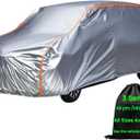 Outdoor Heavy Duty Mini Van Cover Large Car Cover Waterproof All Weather Rain UV Protection Full Exterior Covers Fit Van Up to 228L x 72" W x 72" H (Size 20: MiniVan 2 (Under 229"), Bright Silver(Ultra))