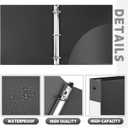 Henoyso 24 Pack 1.5 Inch 3 Ring Plastic Binders with Pockets, Black