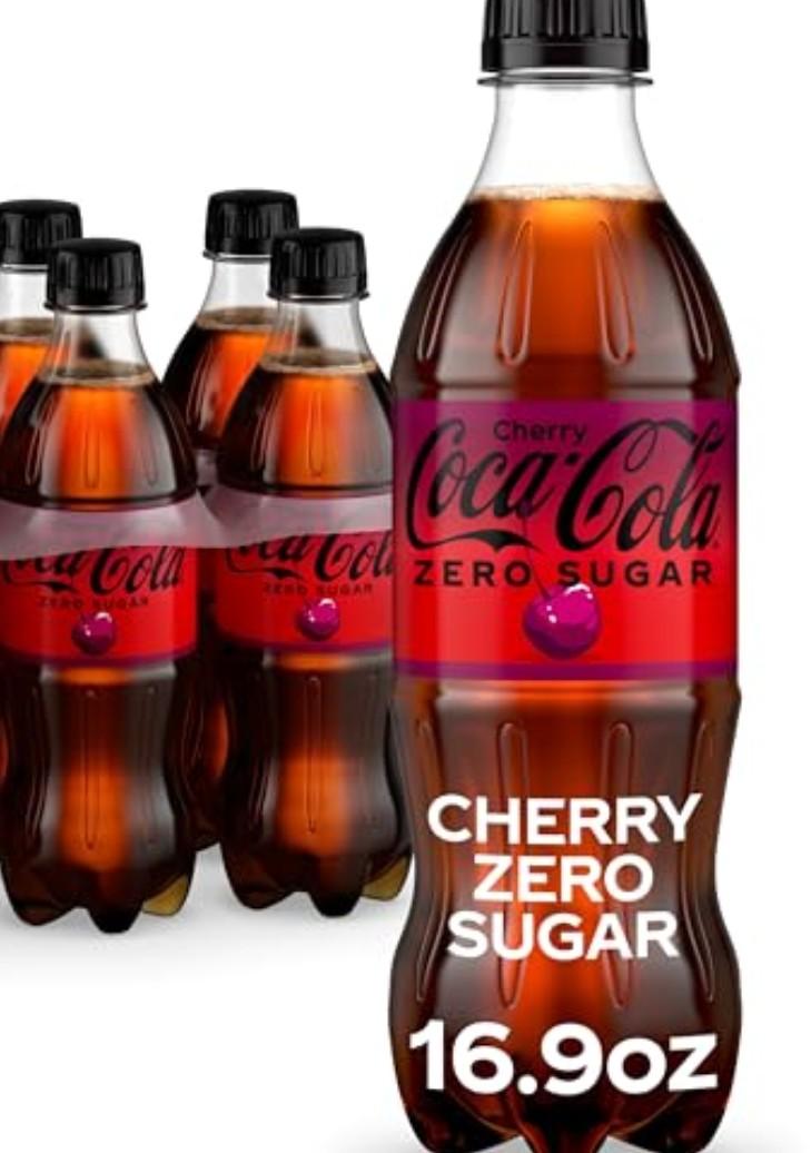 Coca-Cola Zero Sugar Cherry Diet Soda Soft Drink, 16.9 fl oz, 24 Pack Expiration Date 11/10/2025