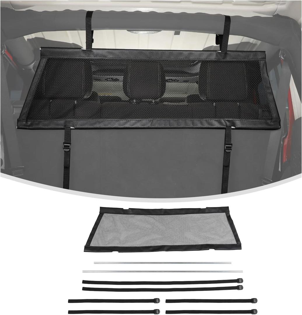 Linskip Trunk Pet Barrier Compatible with 2007-2026+ Jeep Wrangler JK JL 4XE, Rear Seat Isolation Net for 4 Door Jeep Wrangler Accessories