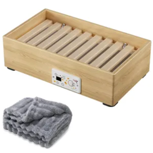 Wooden Under Desk Foot Warmer, Powerful Fast Heating Personal Heater for Feet and Legs, Silent Energy Saving with Thermostat & Timer for Home Office (Temp Adjustment Tutorial in Video Gallery)