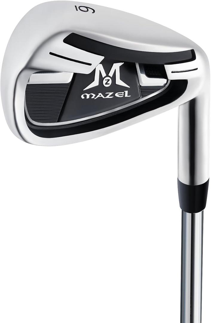MAZEL Golf Individual Iron, with Steel Shafts for Right Handed Golfers (Stainless Steel,Black Silver, 6 Iron, Stiff, Right)