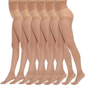 MANZI Pantyhose for Women Nylon Sheer Tights Under Dress 20D 6 Pairs