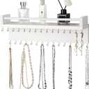 Zhithink Hanging Jewelry Organizer, Hanger with 30 Hooks,Wall Mounted for Necklace, Earrings and Rings(White)