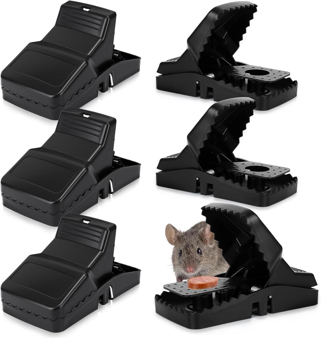 Qualirey 6 Pcs 8.3in Large Rat Snap Traps Mouse Traps Indoor for Home Mouse Trap Mice Killer Indoor Mice Snap Trap Multi-capturing Tooth Design Quick Setup and Reusable for Squirrels, Chipmunks, Black