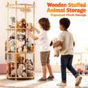 Stuffed Animal Zoo Storage Large Wooden Stuffed Animal Holder&Toy Organizer,54"Plush Storage for Kids Playroom Bedroom,with Optional Wheels or Fixed Base,Decor Display Corner Round