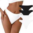 Jijivisha 4 Pack Seamless Women Underwear Thongs No Show Ladies Panties Breathable Sexy Low Rise Bikini Panties Size M
